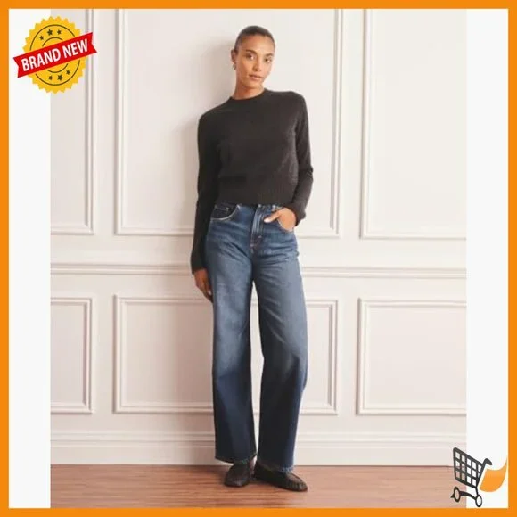 Luxe Cashmere Saddle Crewneck Sweater Pullover Long Sleeve